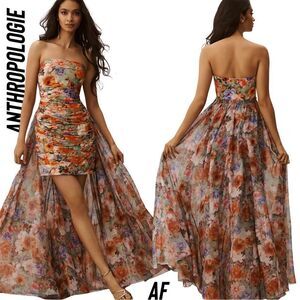 ANTHROPOLOGIE BY GEISHA DESIGNS STRAPLESS MINI DRESS AND TRAIN NWT